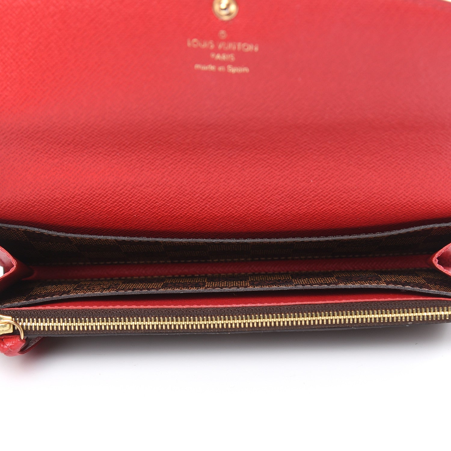 Louis Vuitton Damier Ebene Emilie Wallet Red 5 of 10