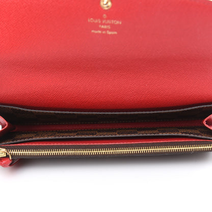 Louis Vuitton Damier Ebene Emilie Wallet Red 5 of 10