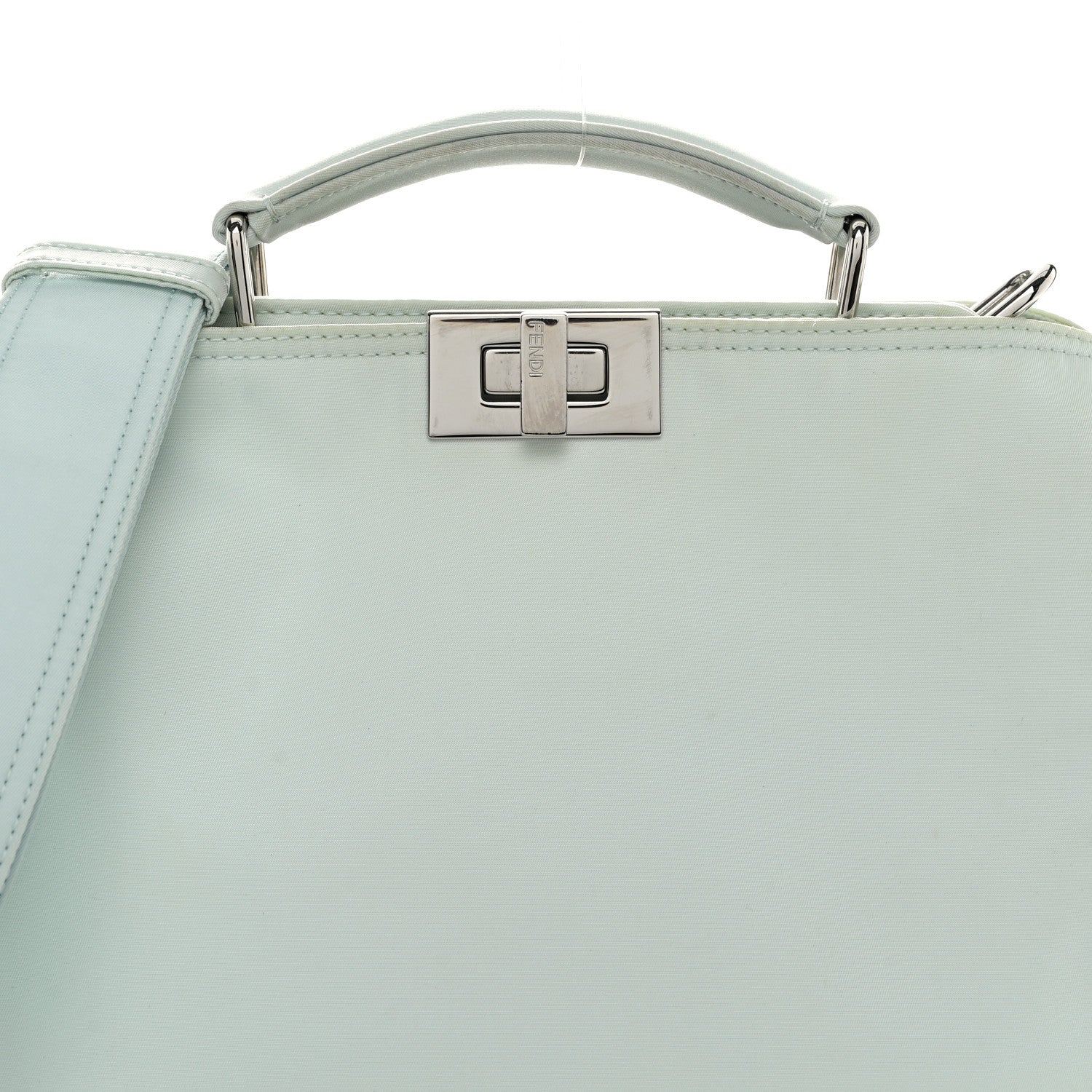 Fendi Nylon Vitello Cover Logo Embossed Mini Peekaboo I SEE U Satchel Baleari Black 10 of 13