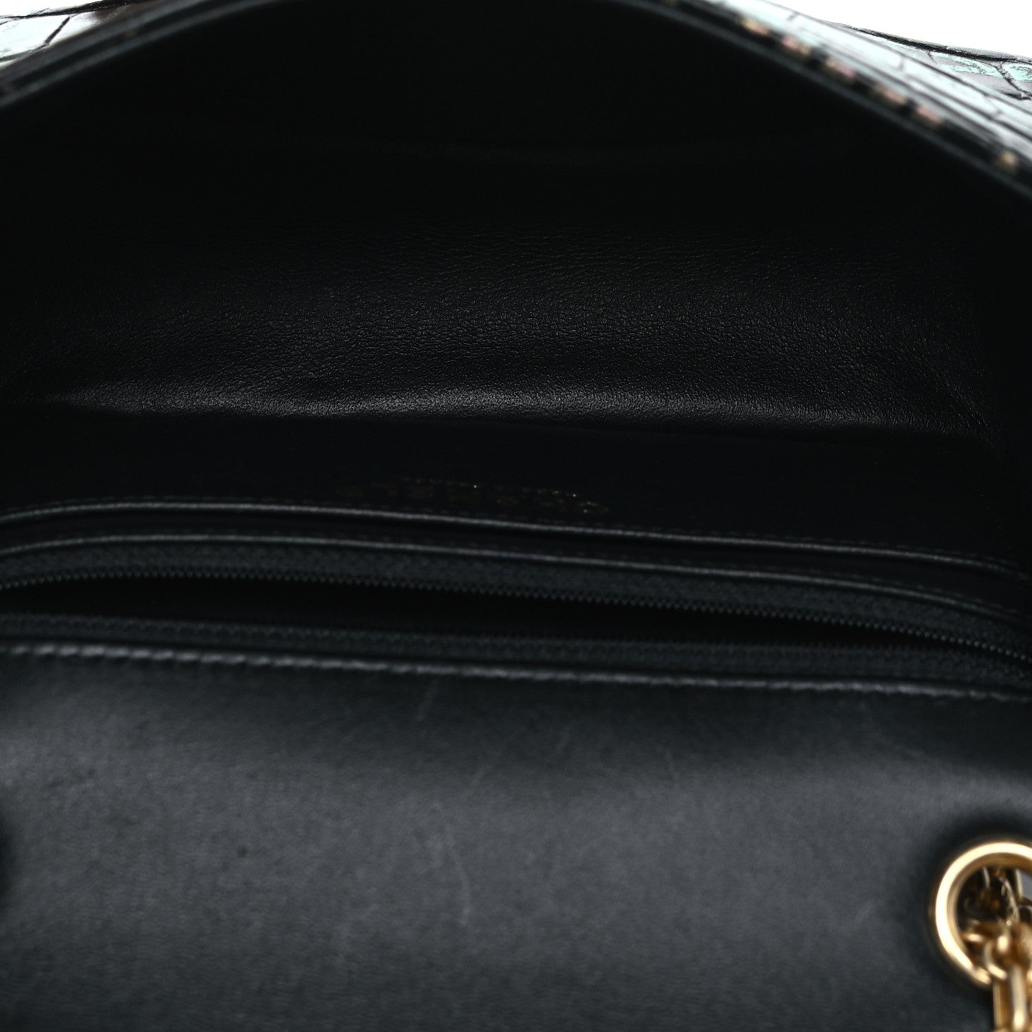 Chanel Calfskin Crocodile Embossed Graffiti 2.55 Mini Cocodile Reissue Flap Black Pink 8 of 17