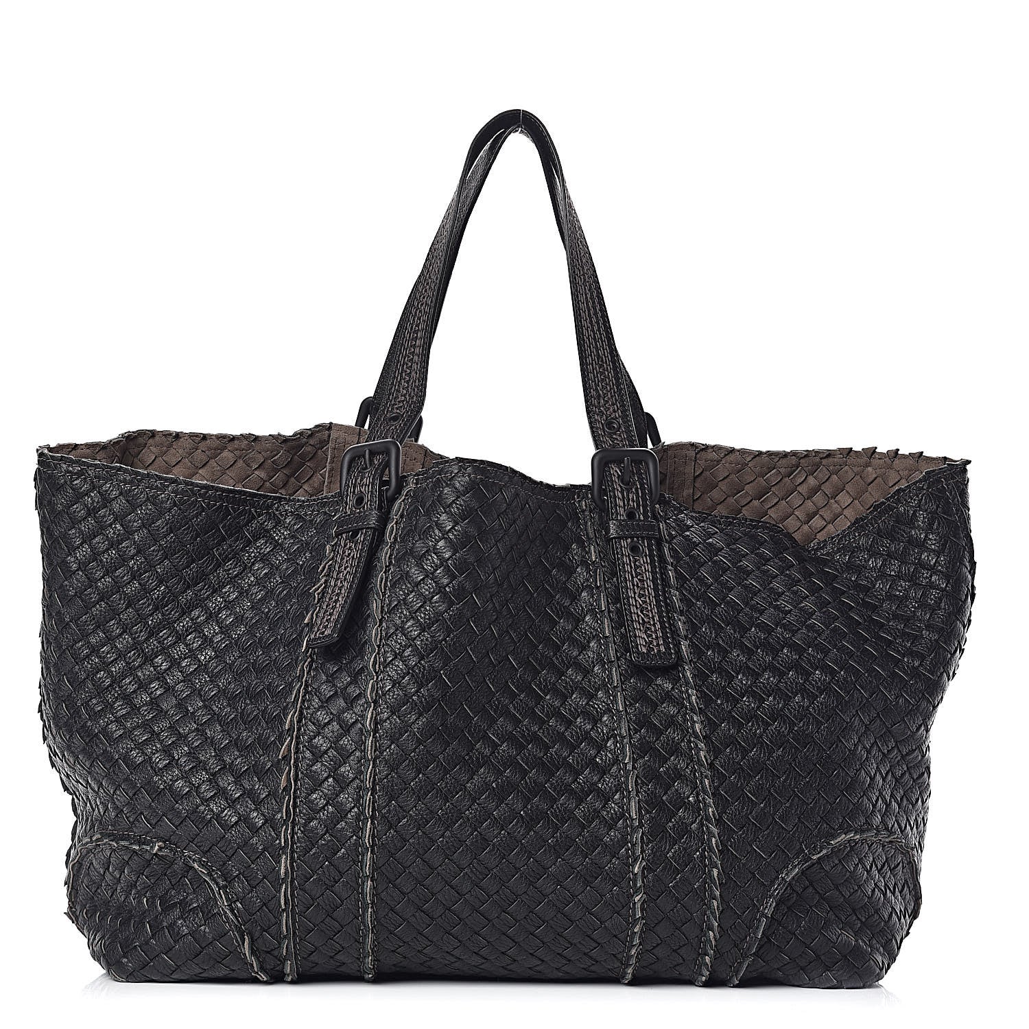 Bottega Veneta Cervo Intrecciato Large Shopping Tote Black 1 of 9