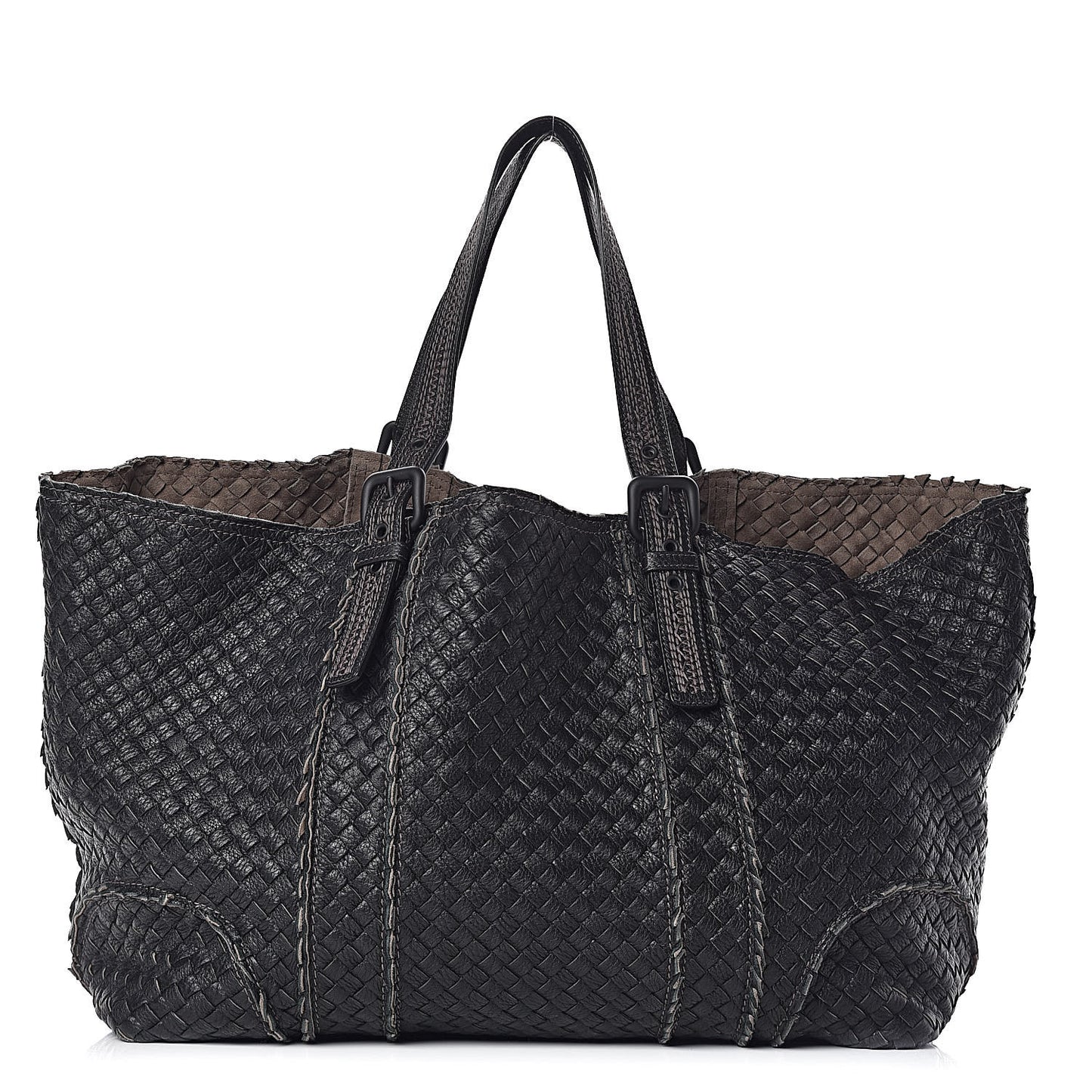 Cervo Intrecciato Large Shopping Tote Black