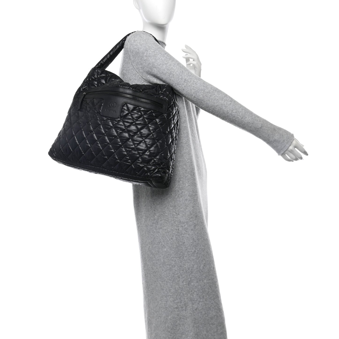 Nylon Quilted Coco Cocoon Hobo Black