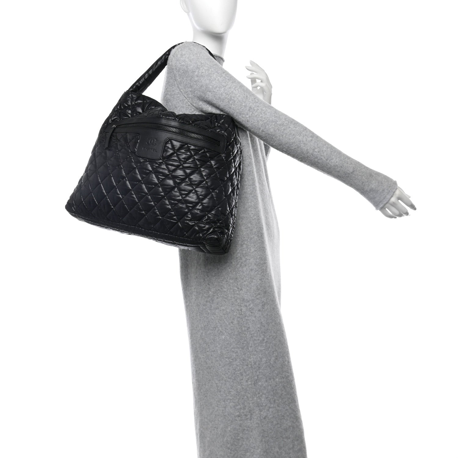 Chanel Nylon Quilted Coco Cocoon Hobo Black 2 of 11