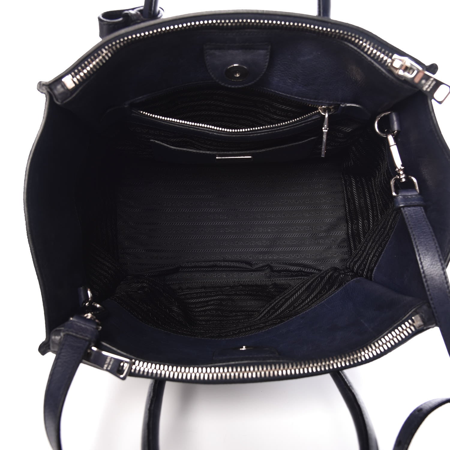 Prada Glace Calfskin Twin Pocket Tote Baltico 6 of 18