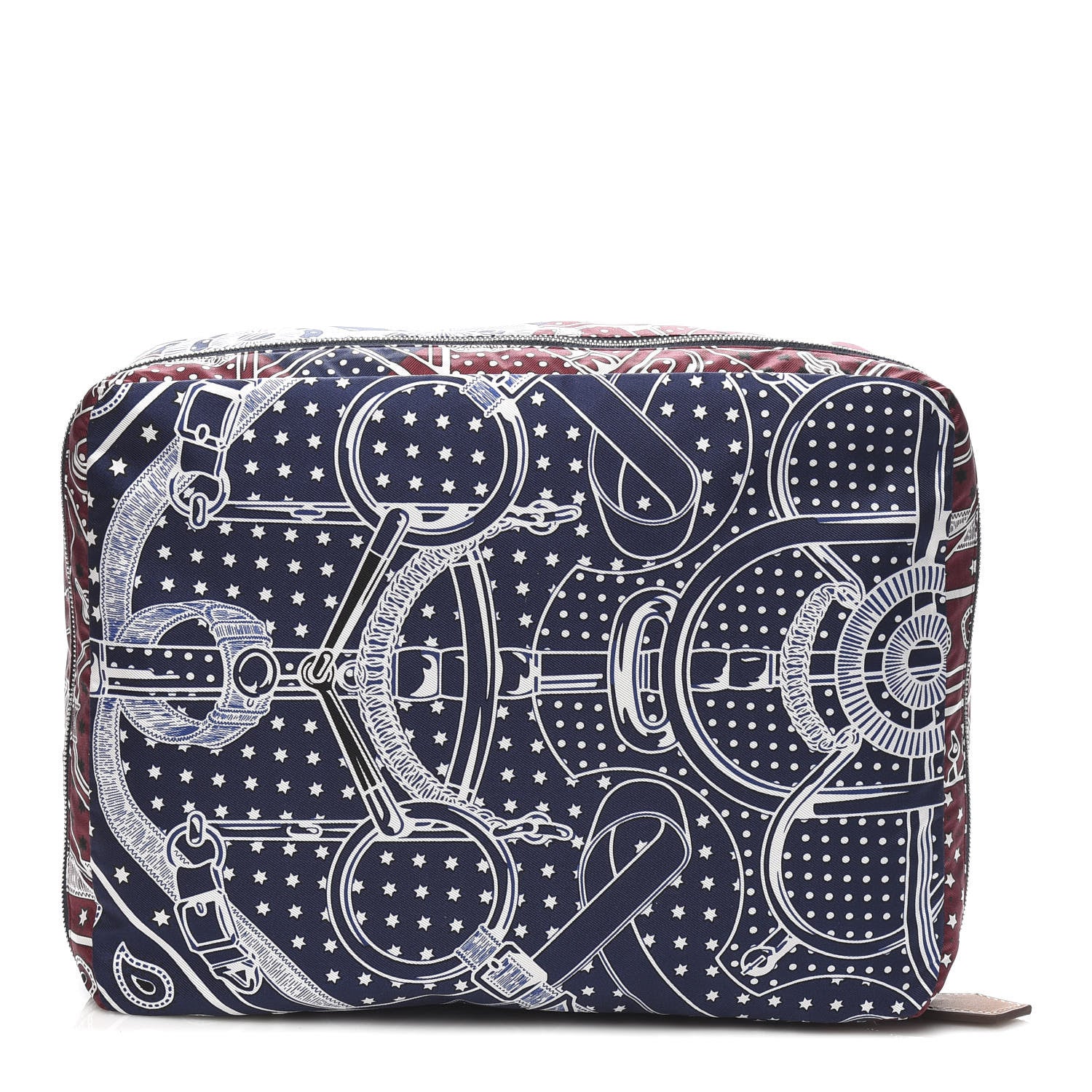 Hermes Silk Eperon d'Or Bandana Travelsilk PM Cube Bordeaux Bleu Marine 5 of 9