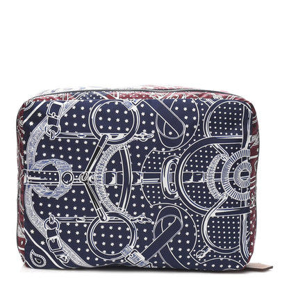 Hermes Silk Eperon d'Or Bandana Travelsilk PM Cube Bordeaux Bleu Marine 5 of 9