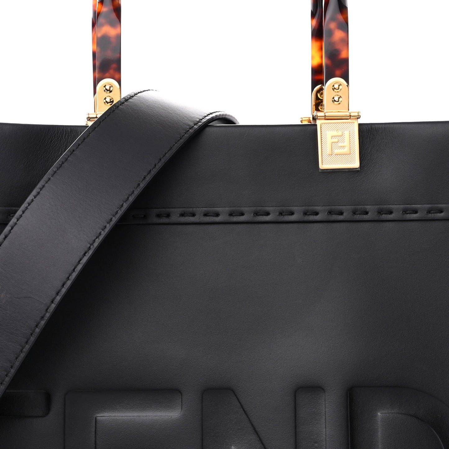 Vitello King Plexiglass Medium Fendi Sunshine Shopper Tote Black