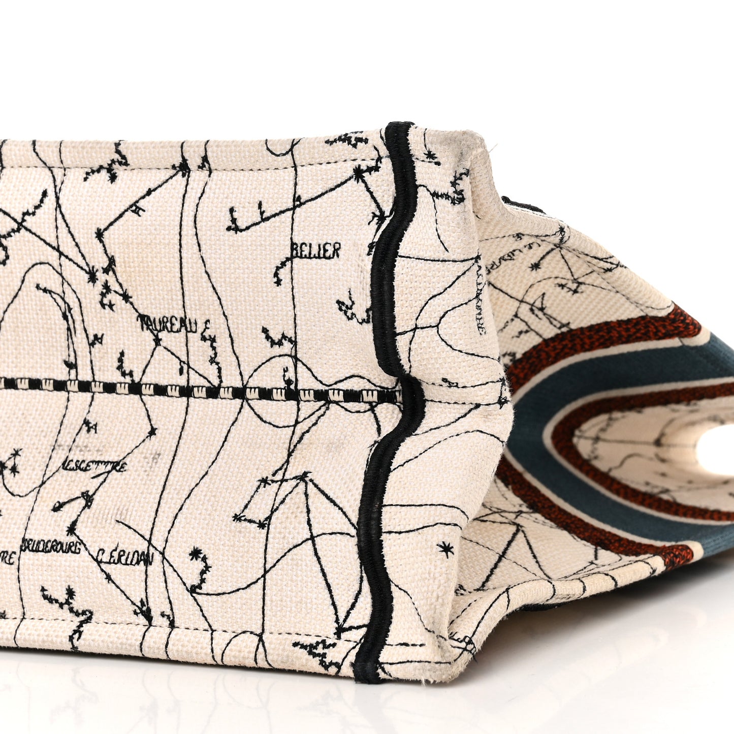 Canvas Embroidered Large Zodiac Book Tote Latte Multicolor