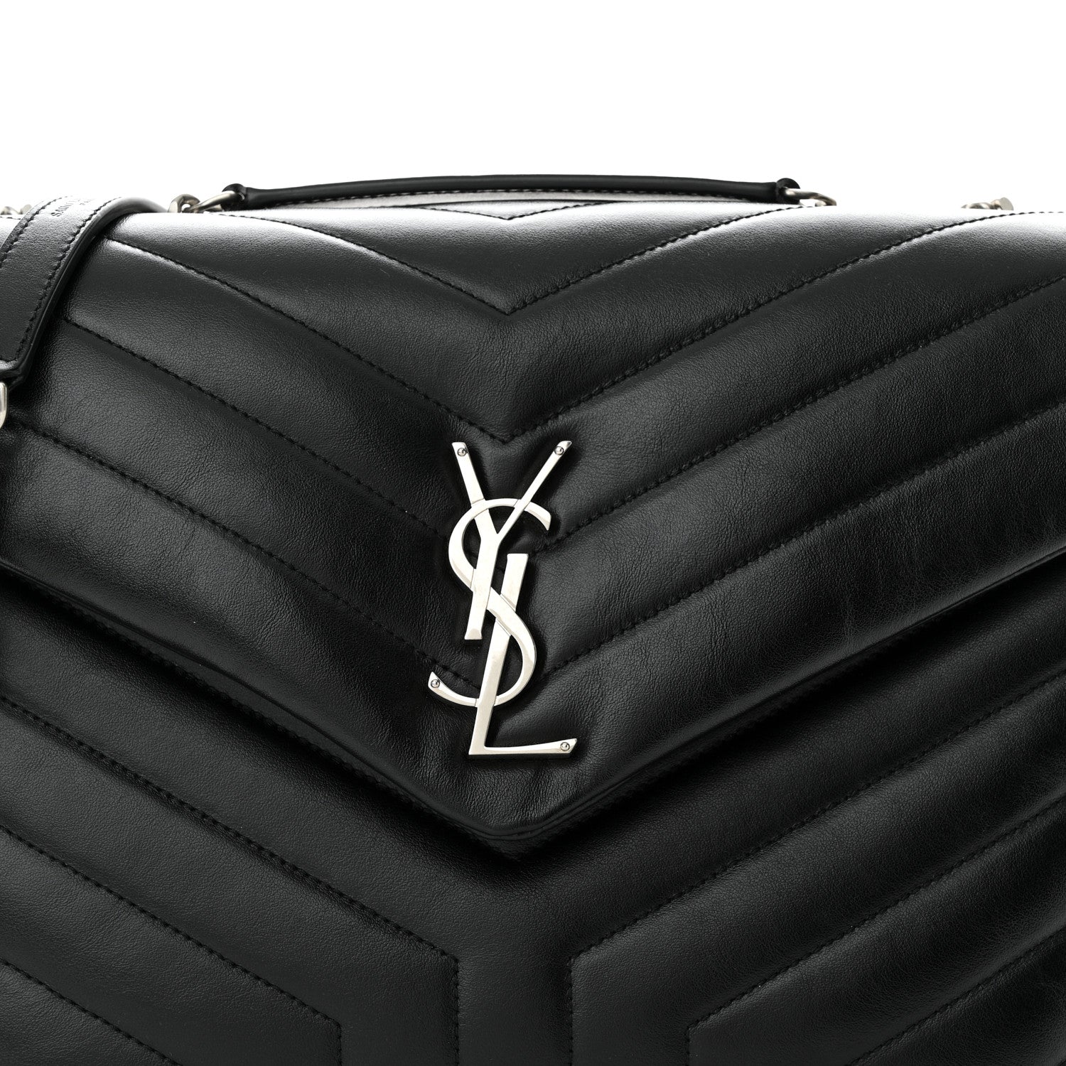 Saint Laurent Calfskin Y Quilted Monogram Medium Loulou Chain Satchel Black 8 of 11