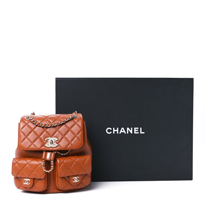 Chanel Shiny Calfskin Quilted Medium Duma Pockets Drawstring Backpack Brown 13 of 13