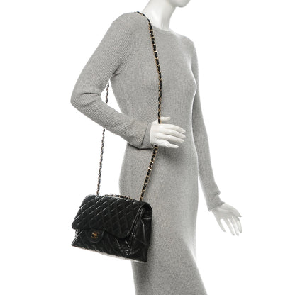 Chanel Lambskin Quilted Jumbo Single Flap Black 2 of 8
