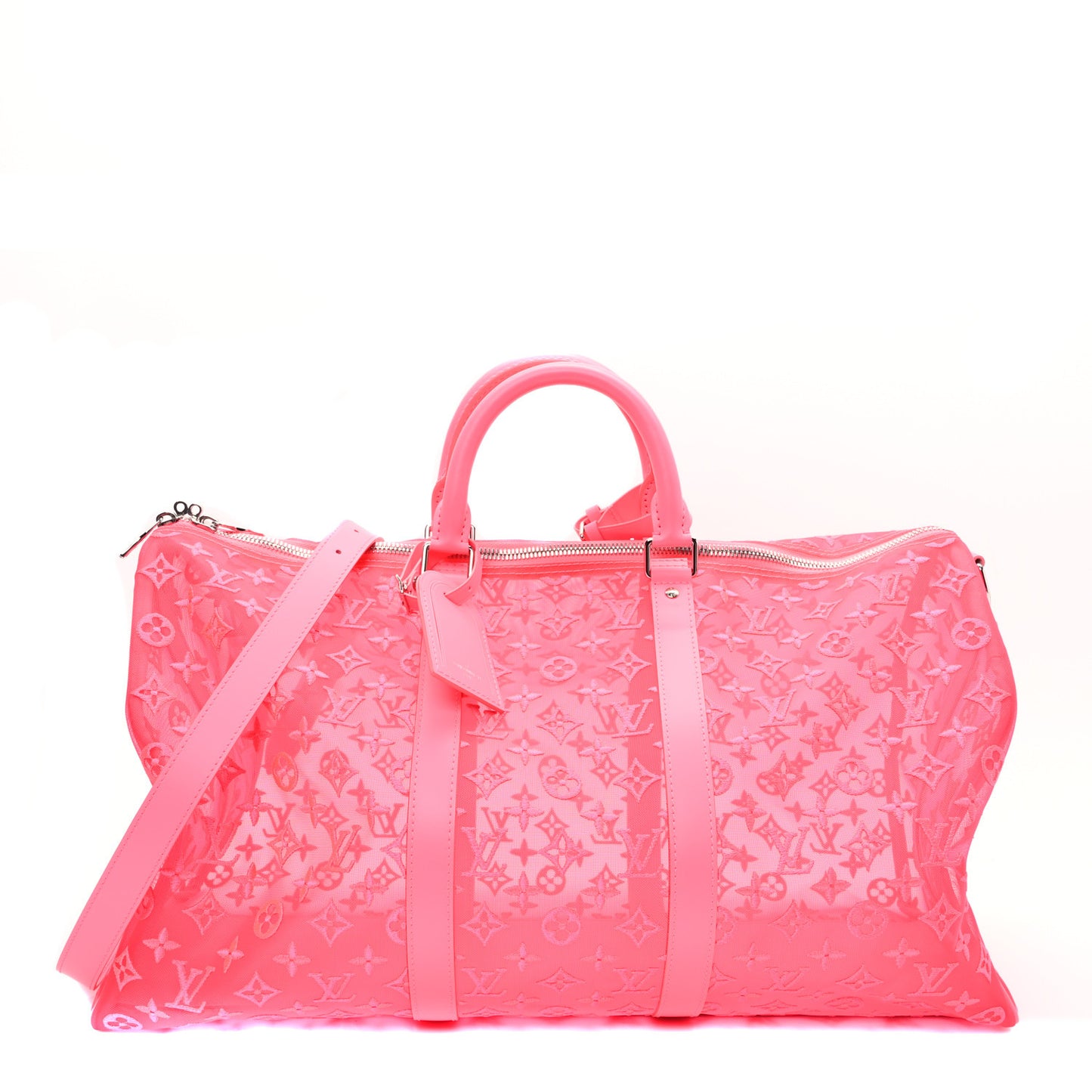 Monogram Fluo See Through Keepall Bandouliere 50 Rose