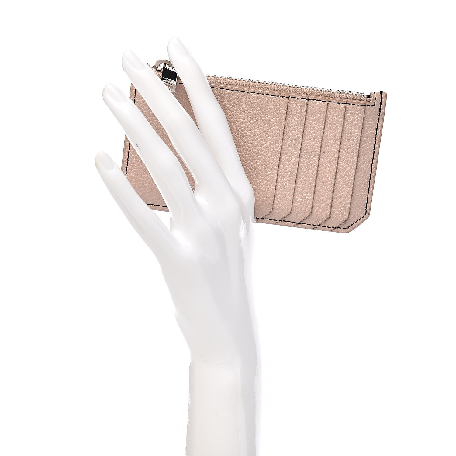 Saint Laurent Grained Calfskin 5 Fragments Zip Pouch Card Holder Marble Pink 2 of 7