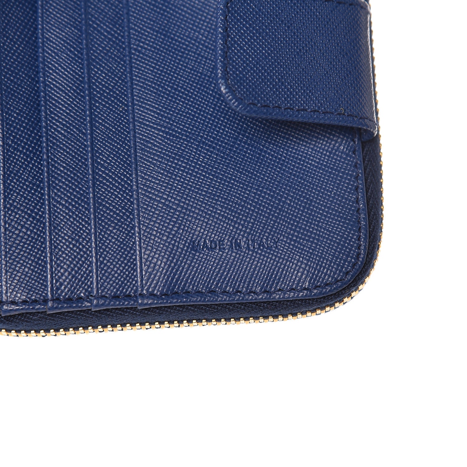 Prada Saffiano Metal Compact Zip Around Wallet Bluette 7 of 10