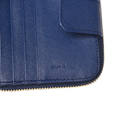 Prada Saffiano Metal Compact Zip Around Wallet Bluette 7 of 10