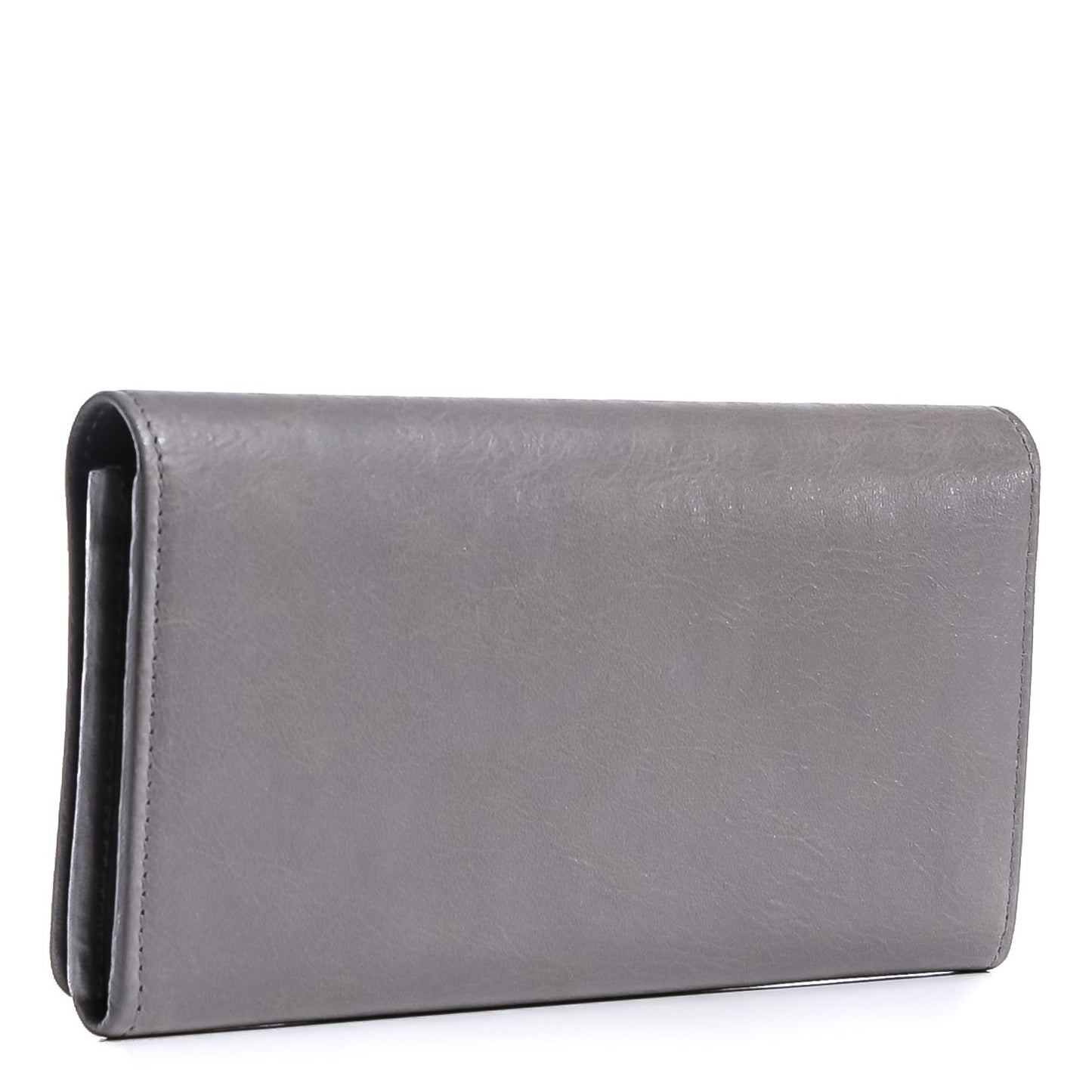 Agneau Giant 12 Gold Hardware Money Wallet Gris Pyrite
