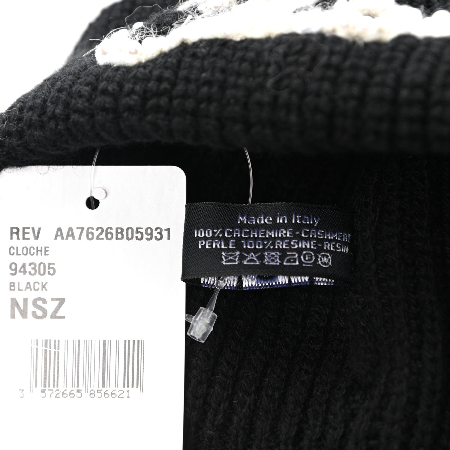 Chanel Cashmere Logo Beanie Hat Black White 6 of 6