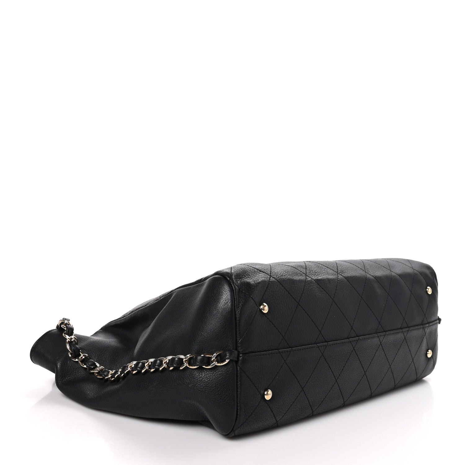 Chanel Bullskin Stitched Large Shopping Bag Black 4 of 10