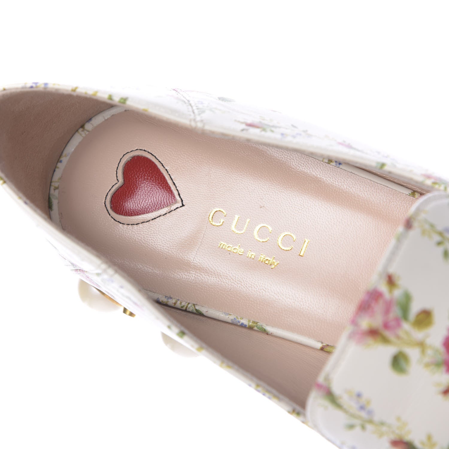 Gucci Calfskin Web Pearl Floral Embellished Peyton Loafer 39 White Multicolor 8 of 11