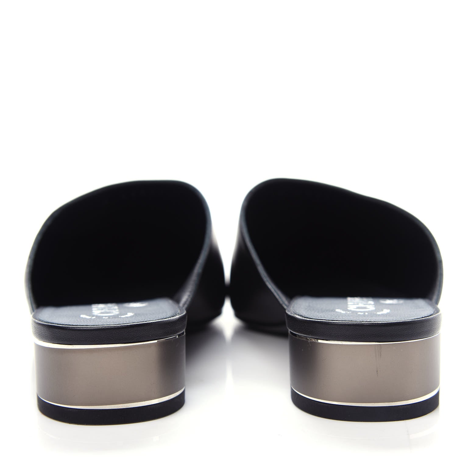 Chanel Lambskin Grosgrain Cap Toe CC Mules 39 Black 7 of 11