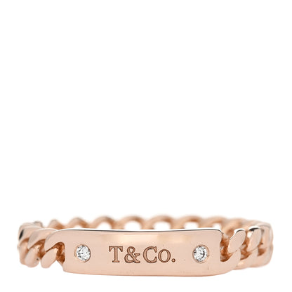 Tiffany 18K Rose Gold Diamond Micro Link Ring 58 8.25 1 of 4