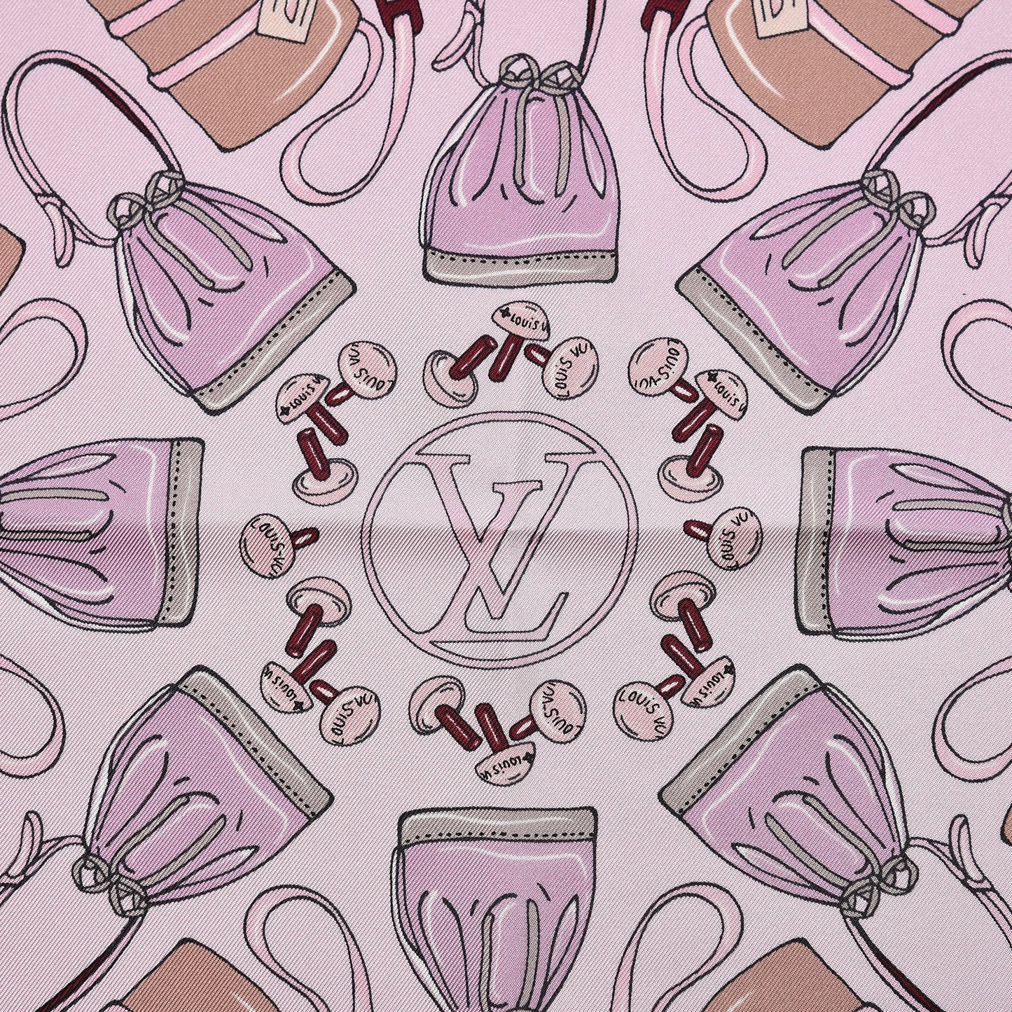 Silk Essentials LV Square Scarf Rose