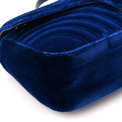 Gucci Velvet Matelasse Small GG Marmont Shoulder Bag Cobalt Blue 10 of 11