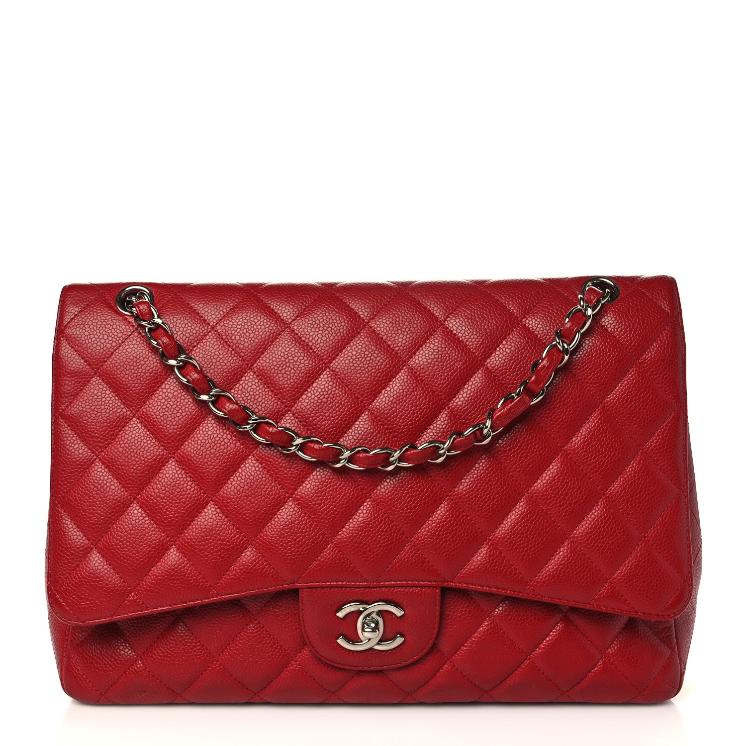 Chanel Caviar Quilted Maxi Single Flap Red 1 of 10