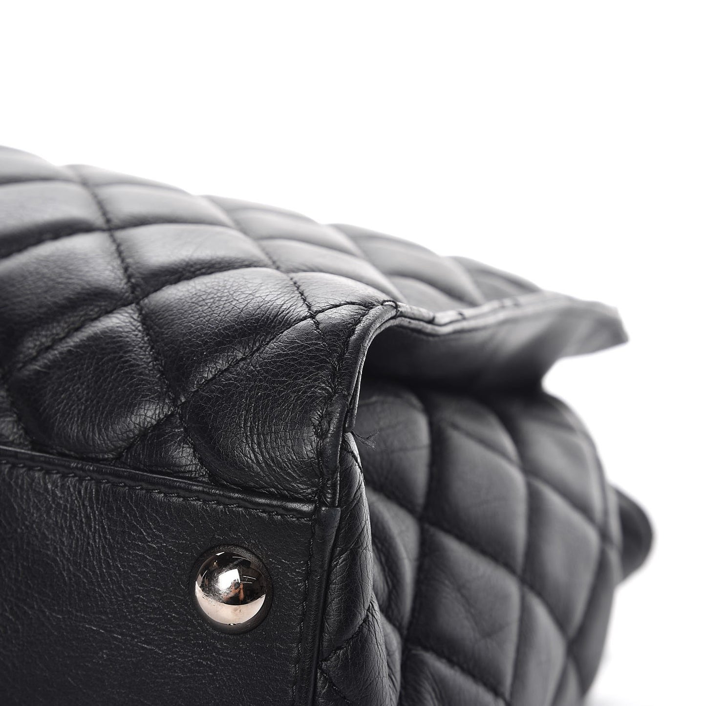 Calfskin Quilted Small Chic and Soft Shopping Tote Black