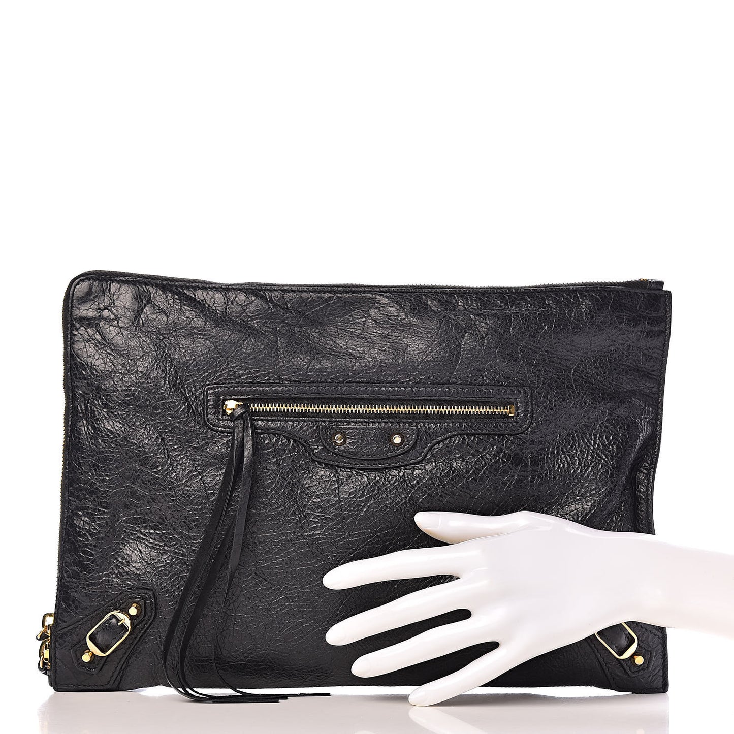 Agneau Classic Gold Hardware Small Pouch Black