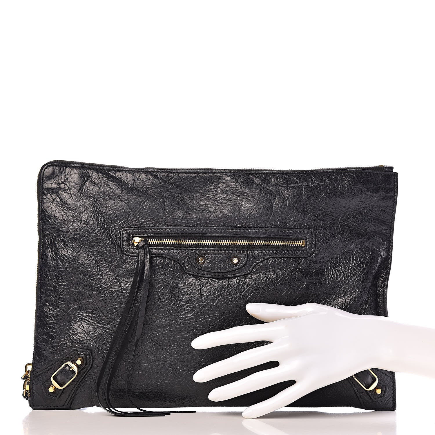Balenciaga Agneau Classic Gold Hardware Small Pouch Black 2 of 9