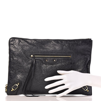 Balenciaga Agneau Classic Gold Hardware Small Pouch Black 2 of 9