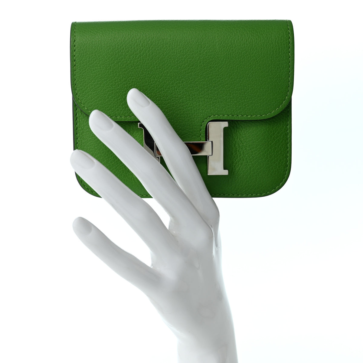 Hermes Evercolor Bi-Color Constance Slim Wallet Vert Yucca Mauve Pale 2 of 11