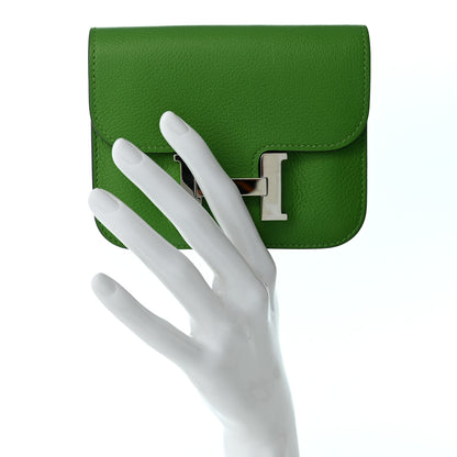 Hermes Evercolor Bi-Color Constance Slim Wallet Vert Yucca Mauve Pale 2 of 11