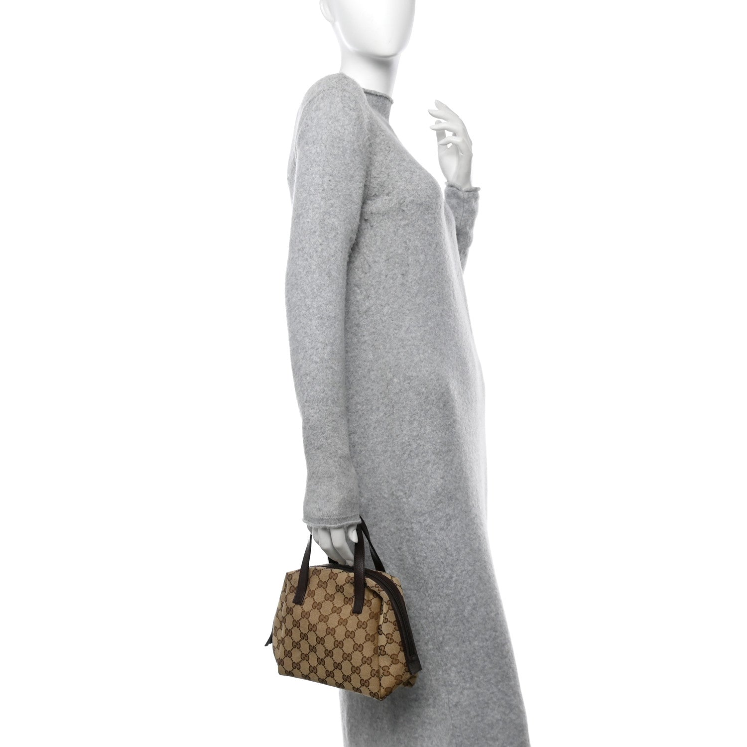 Gucci Monogram Calfskin Large Balthus Cosmetic Pouch Beige Ebony Cocoa 2 of 10