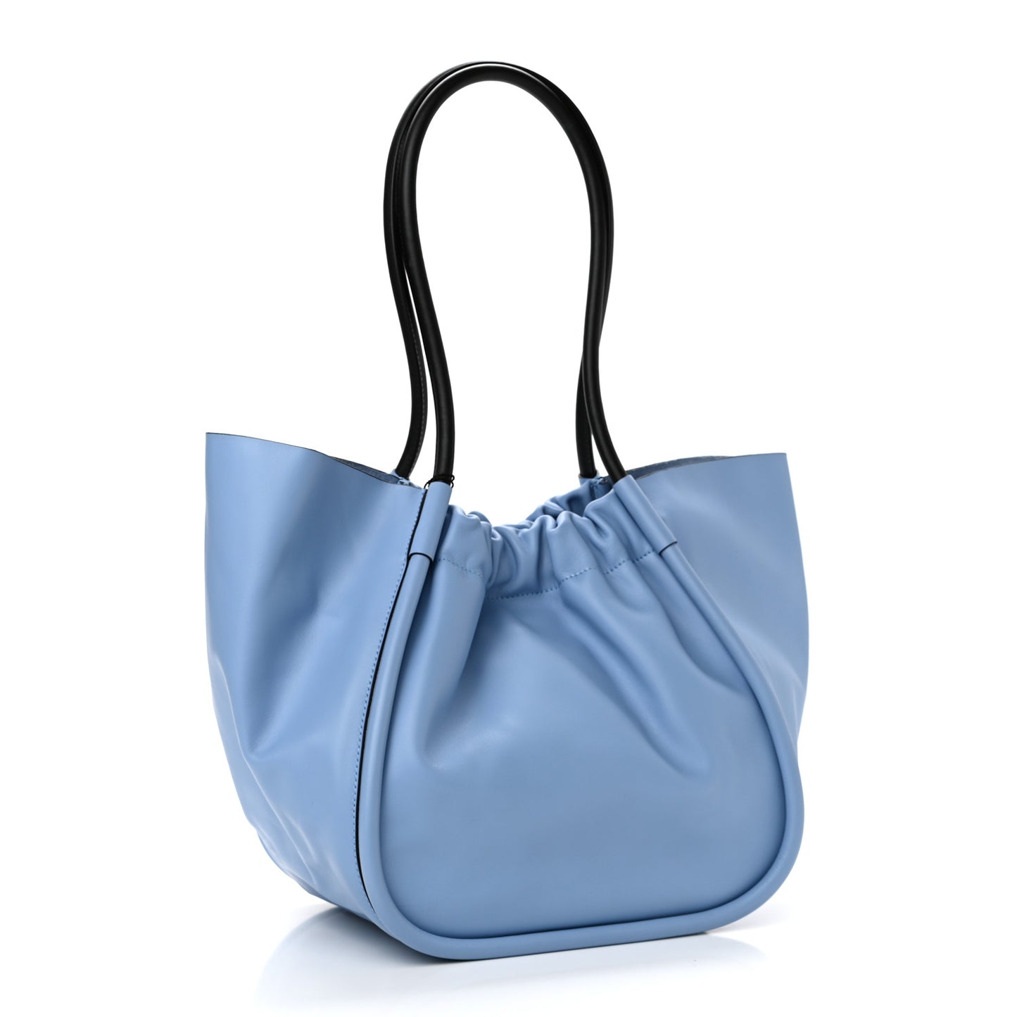 Calfskin Large Ruched Tote Sky Blue