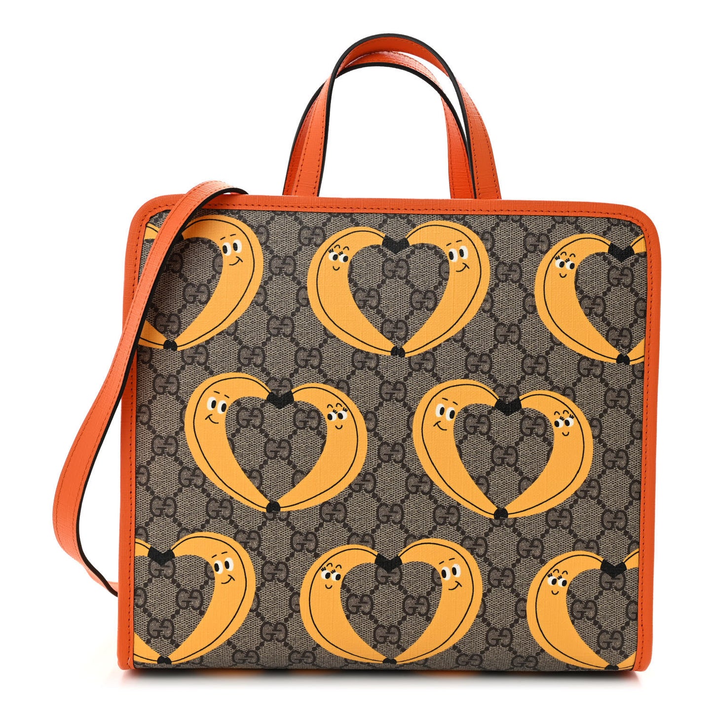 GG Supreme Monogram Banana Childrens Tote Beige Ebony Multicolor Carrot Orange
