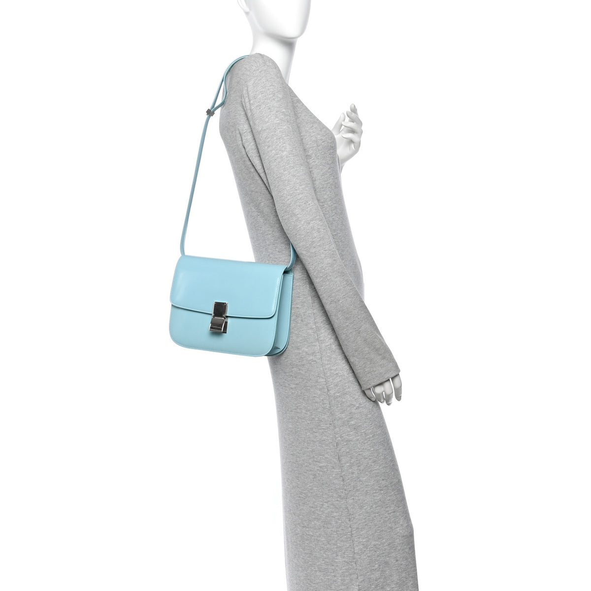 Spazzolato Calfskin Medium Classic Box Flap Bag Porcelain