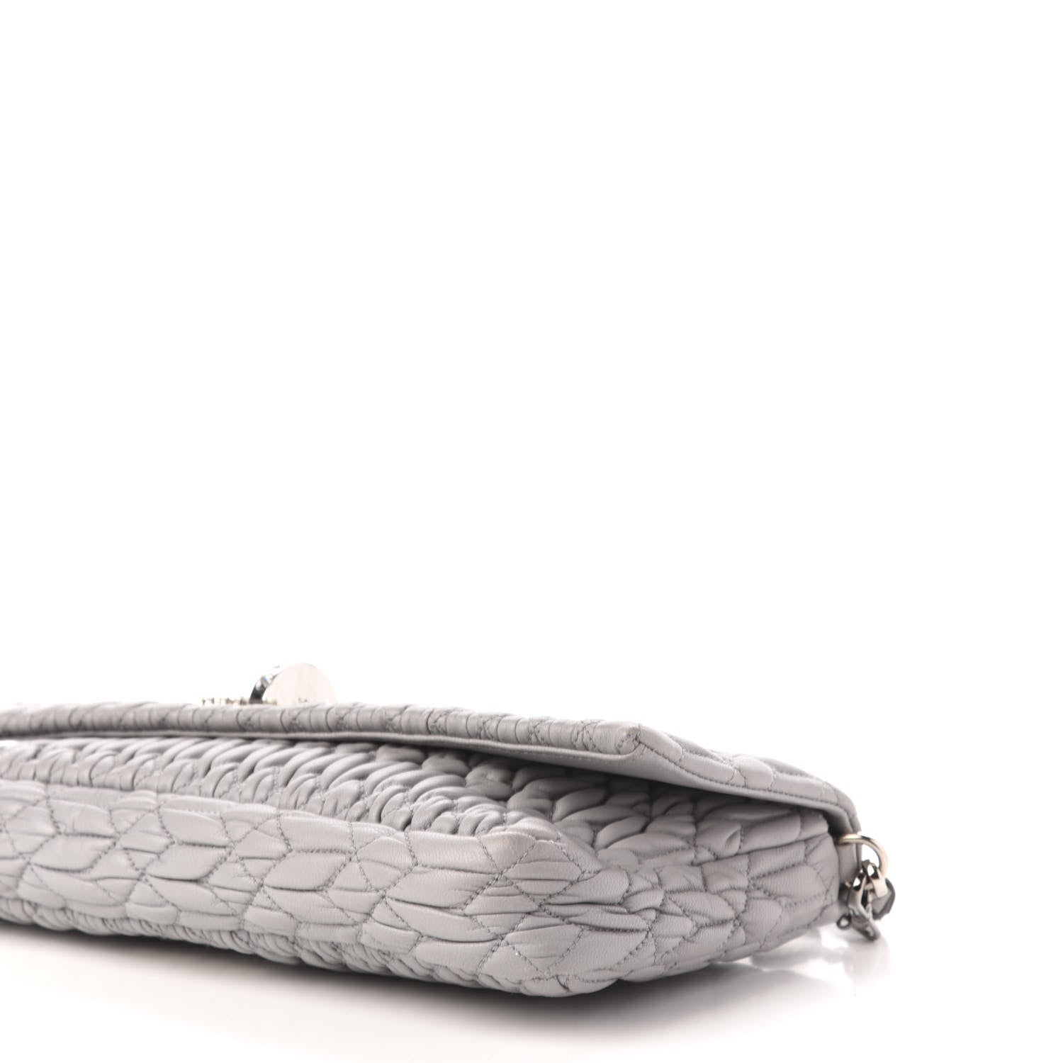 Miu Miu Nappa Matelasse Crystal Flap Clutch Grey 9 of 11