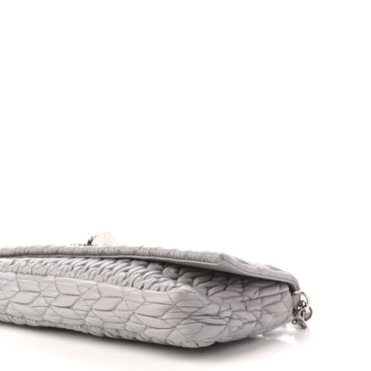 Miu Miu Nappa Matelasse Crystal Flap Clutch Grey 9 of 11