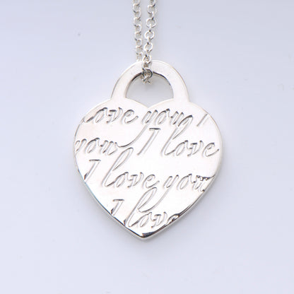 Tiffany Sterling Silver I Love You Heart Tag Pendant 4 of 6