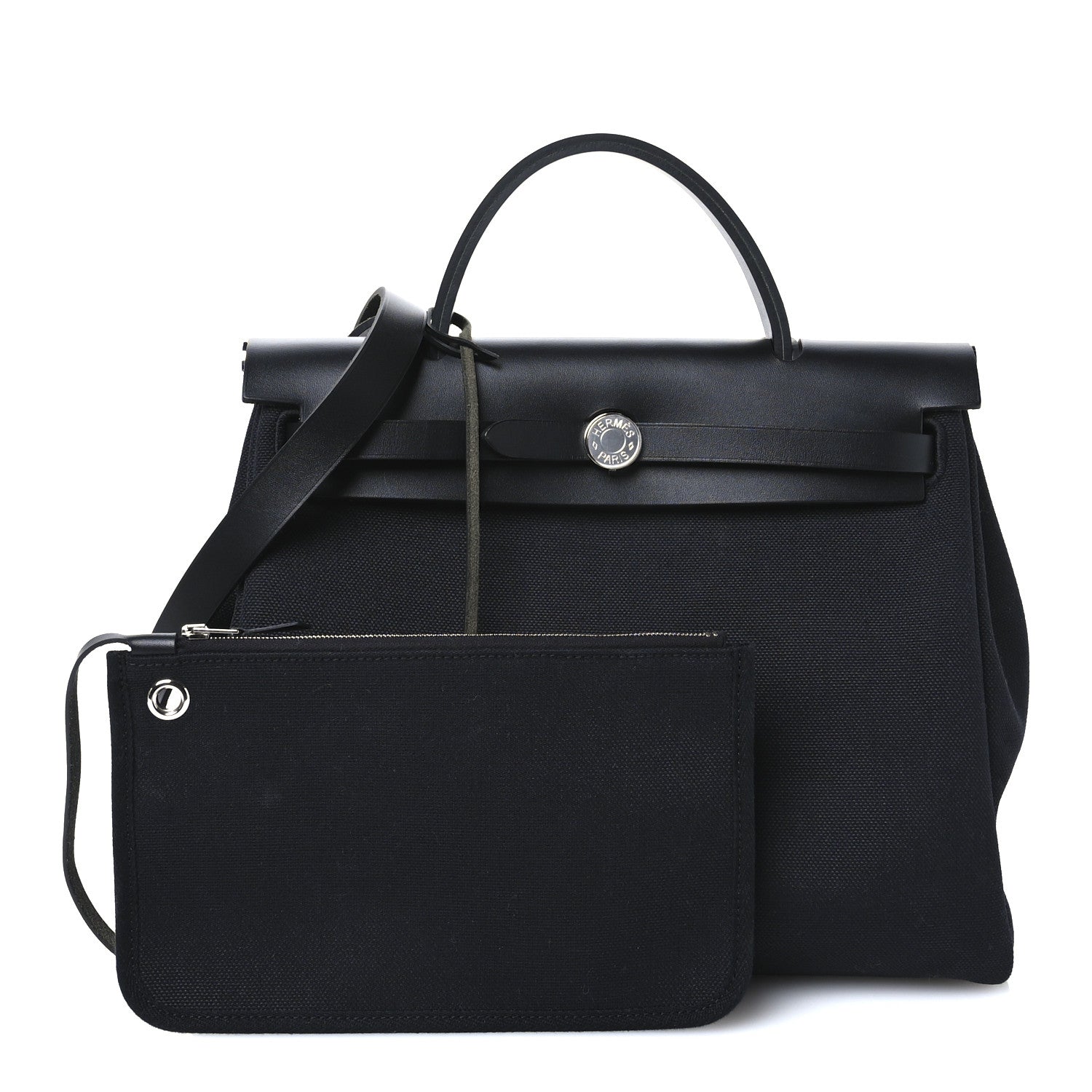 Hermes Military Toile Vache Hunter Herbag Zip Retourne 31 PM Black 3 of 11