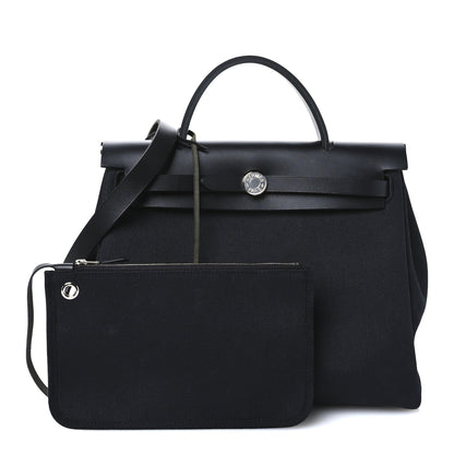 Hermes Military Toile Vache Hunter Herbag Zip Retourne 31 PM Black 3 of 11