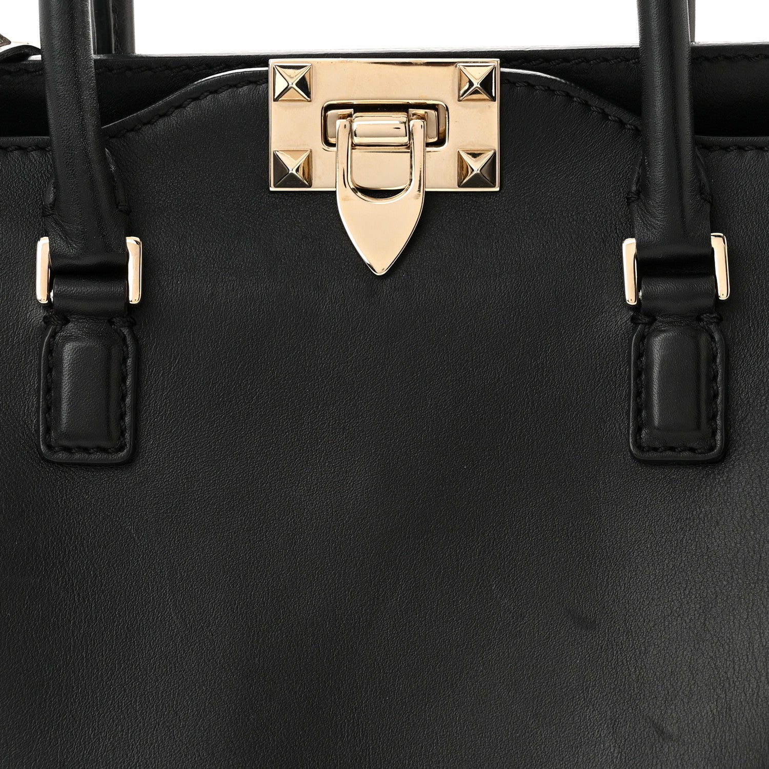 Valentino Garavani Vitello Small Rockstud Double Handle Tote Black 5 of 14