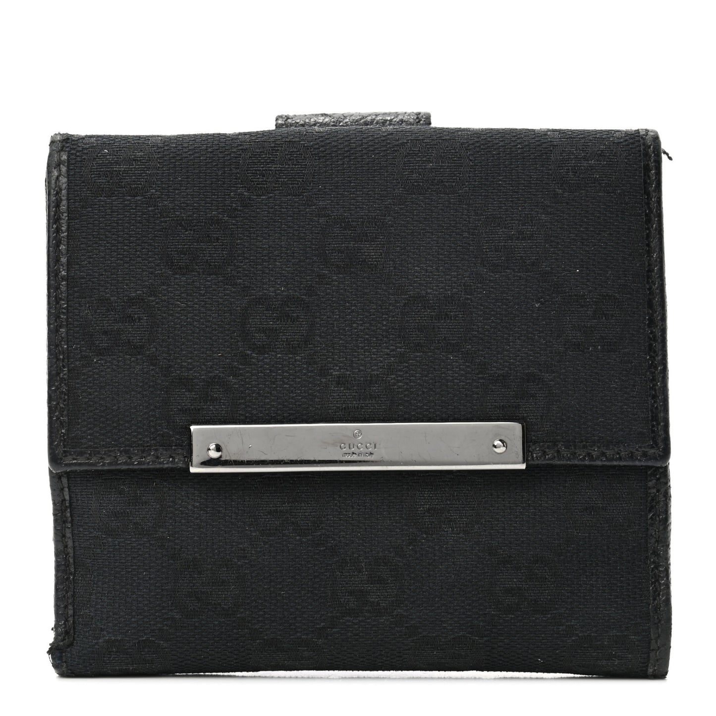 Monogram Metal Bar French Flap Wallet Black