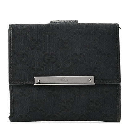 Gucci Monogram Metal Bar French Flap Wallet Black 1 of 7