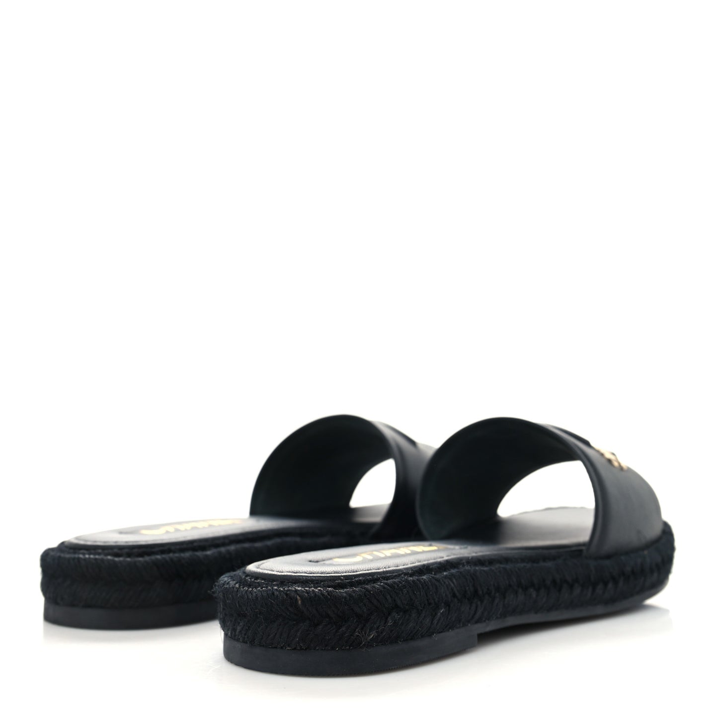 Lambskin Espadrille Mule Sandals 38 Black