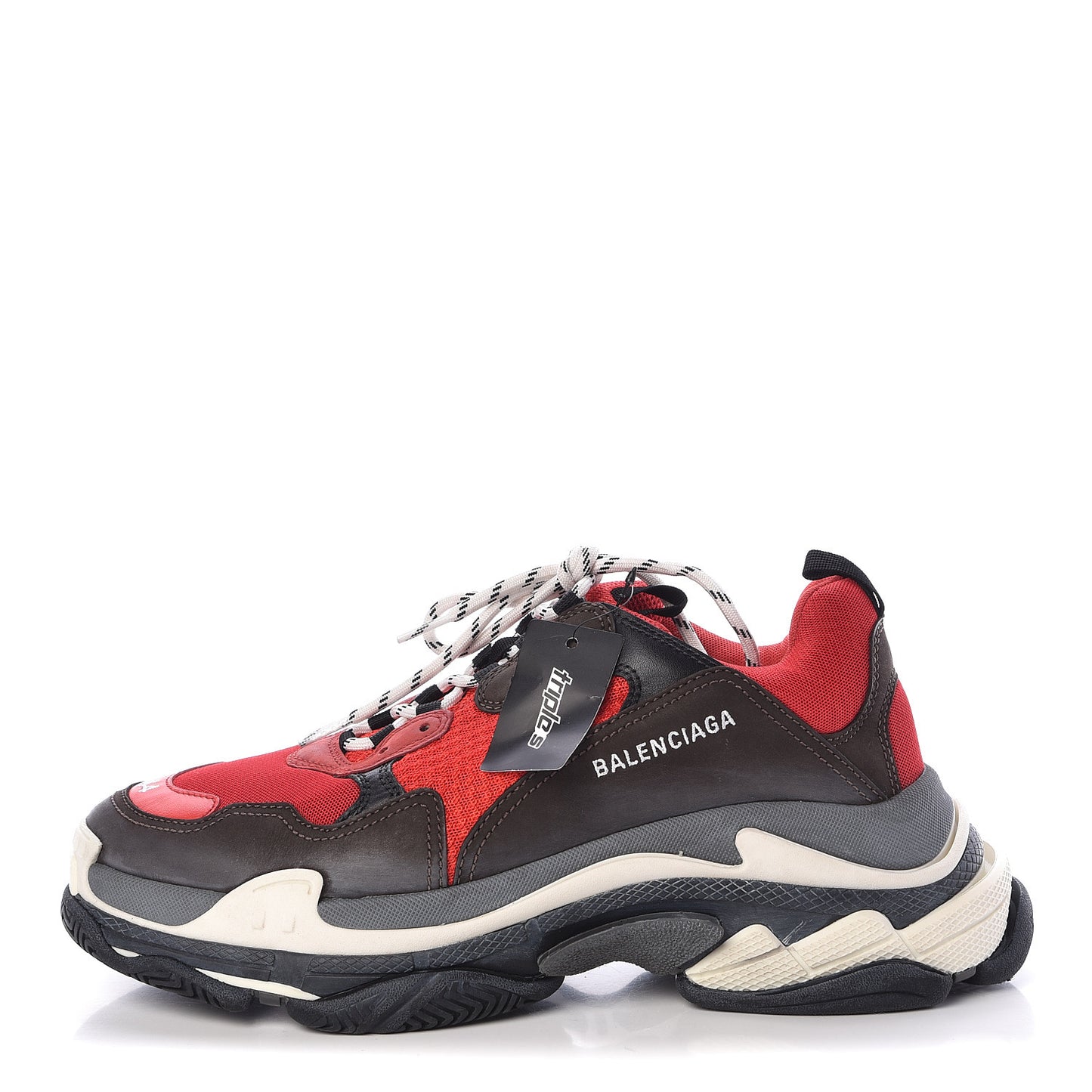 Fabric Mesh Mens Triple S Sneakers 44 Rouge Black