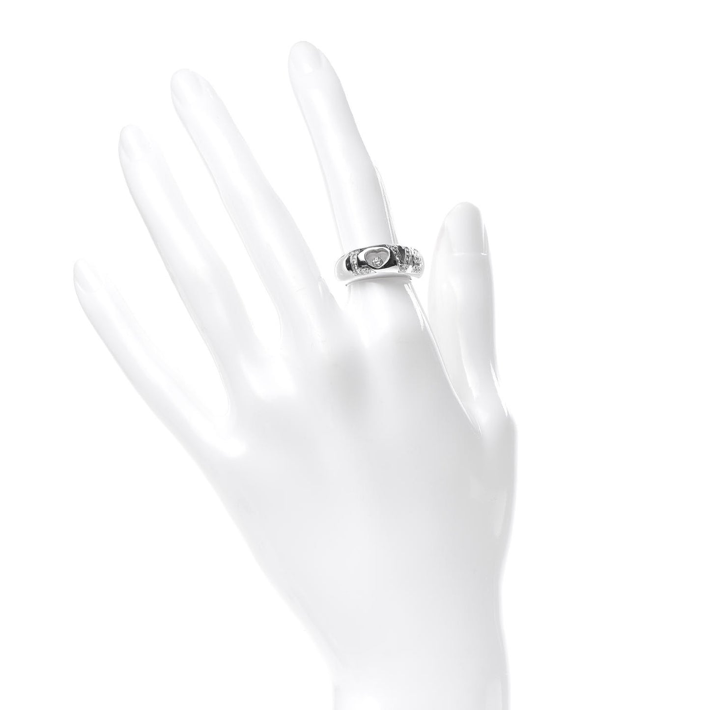 18K White Gold Happy Diamonds Love Heart Band Ring 50 5.25